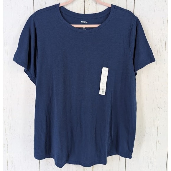 Sonoma Size 1X The Everyday Tee Womens Dark Blue Short Sleeve Top NWT - Picture 1 of 8